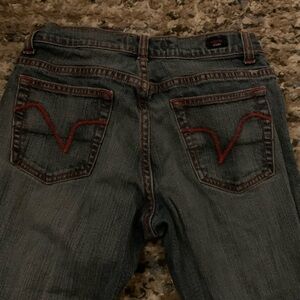 Low rise embroidered jeans